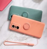 Balsam Xiaomi Mi 10T Hoesje met Ring Kickstand en Magneet - Schokbestendig Cover Case Donkergroen