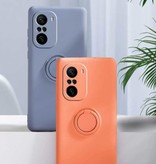 Balsam Xiaomi Poco F3 Hoesje met Ring Kickstand en Magneet - Schokbestendig Cover Case Donkergroen