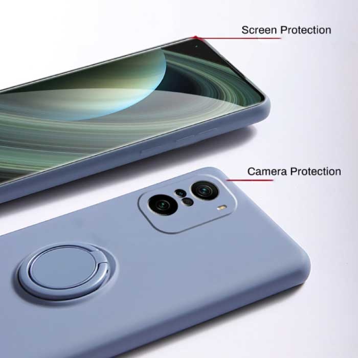 Balsam Xiaomi Redmi Note 11S Hoesje met Ring Kickstand en Magneet - Schokbestendig Cover Case Lichtgroen