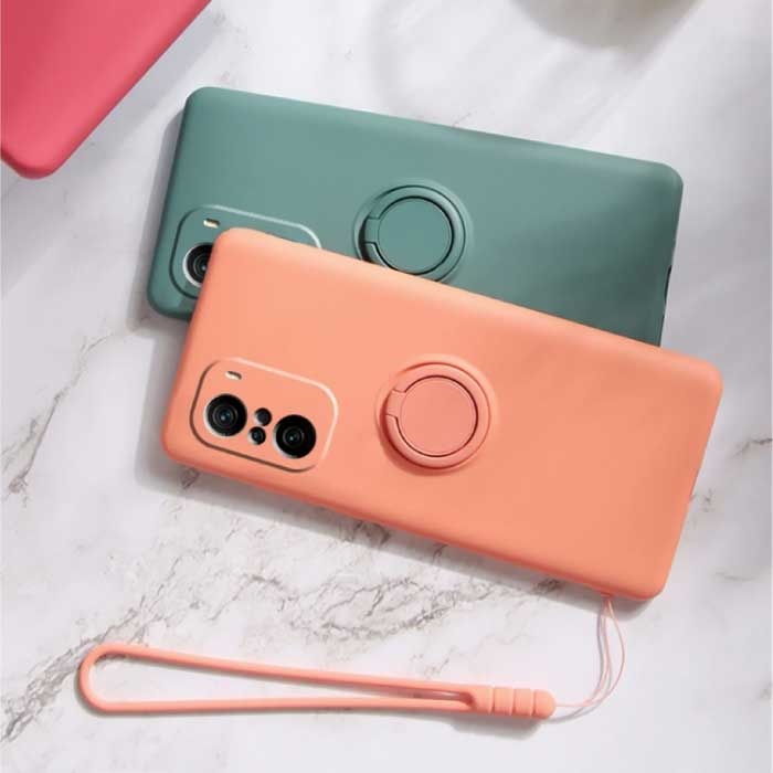 Balsam Xiaomi Redmi Note 11S Hoesje met Ring Kickstand en Magneet - Schokbestendig Cover Case Lichtgroen