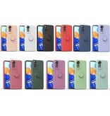 Balsam Xiaomi Redmi Note 9 Hoesje met Ring Kickstand en Magneet - Schokbestendig Cover Case Wit