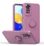 Balsam Estuche Xiaomi Mi 11T Pro con soporte de anillo e imán - Estuche a prueba de golpes Púrpura