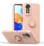 Balsam Xiaomi Redmi Note 11 Hoesje met Ring Kickstand en Magneet - Schokbestendig Cover Case Roze