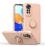 Balsam Xiaomi Redmi Note 11 Hülle mit Ringständer und Magnet - Stoßfeste Schutzhülle Pink