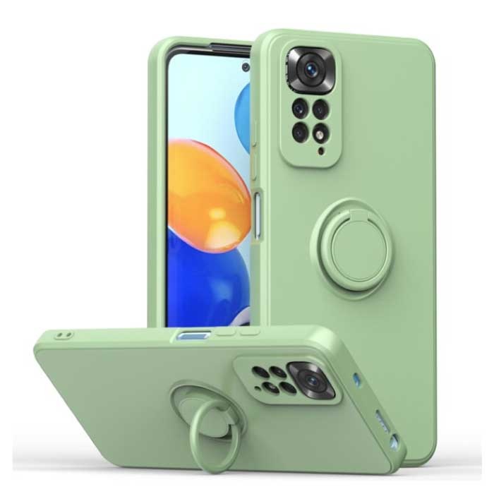 Xiaomi Mi 10T Hoesje met Ring Kickstand en Magneet - Schokbestendig Cover Case Groen