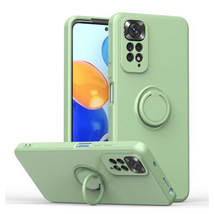 Etui Xiaomi Mi 12 Pro z podstawką pierścieniową i magnesem — odporne na wstrząsy etui w kolorze zielonym