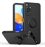 Balsam Custodia Xiaomi Redmi Note 11 con cavalletto ad anello e magnete - Cover antiurto nera