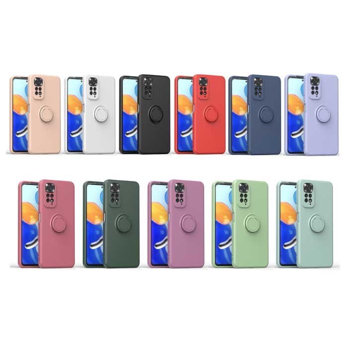 Balsam Etui Xiaomi Redmi Note 11S z podstawką pierścieniową i magnesem — odporne na wstrząsy etui czarne