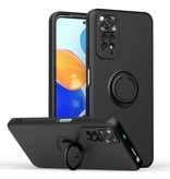 Balsam Xiaomi Redmi Note 10S Case with Ring Kickstand and Magnet - Shockproof Cover Case Black
