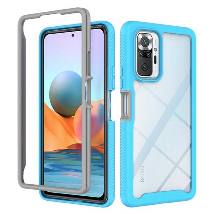 Stuff Certified® Xiaomi Redmi Note 9 (5G) Bumper Case with Frame - Anti-Shock Case Cover Light Blue