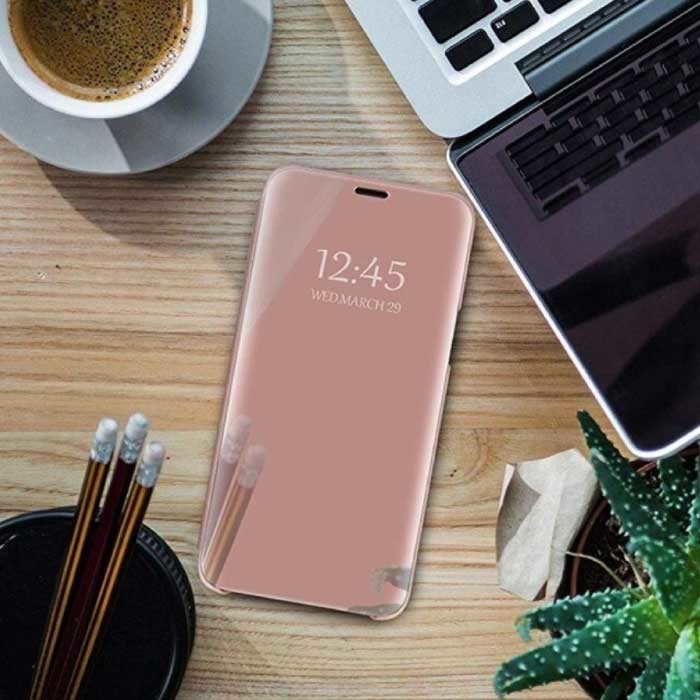 Oppo Realme C15 Smart Mirror Flip Case Funda rosa