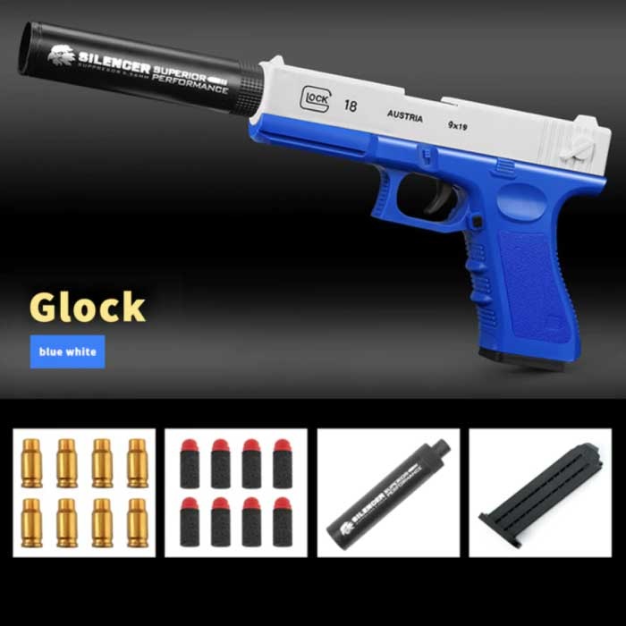 Blaster con espulsione del guscio - Pistola giocattolo modello Glock blu