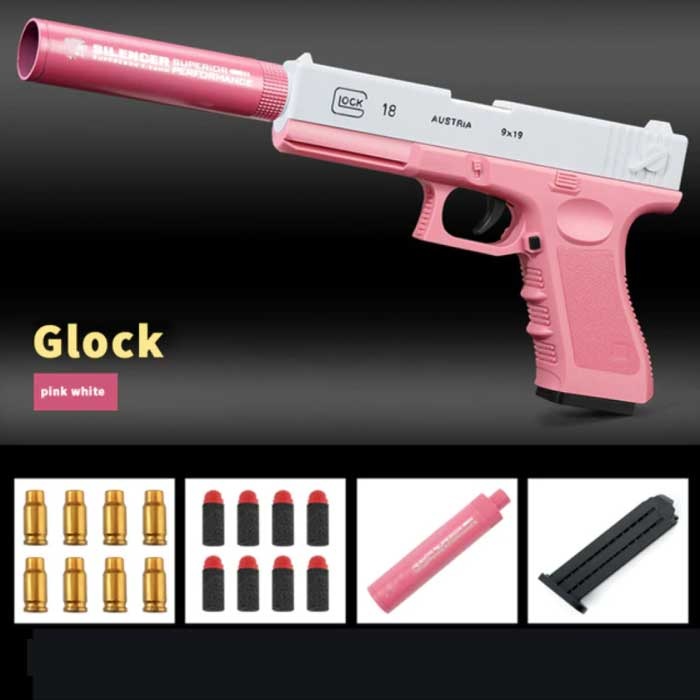 Blaster con espulsione di proiettili - Pistola giocattolo modello Glock Pink