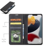 Forwenw iPhone 14 Flip Case Wallet - Wallet Cover Funda de cuero Negro