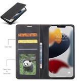 Forwenw iPhone 14 Pro Max Flip Case Wallet - Étui portefeuille en cuir Noir