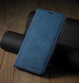 Forwenw iPhone 14 Pro Max Flip Case Wallet - Etui portefeuille en cuir bleu
