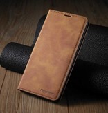 Forwenw iPhone 14 Plus Flip Case Wallet - Étui portefeuille en cuir marron