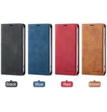 Forwenw iPhone 14 Pro Flip Case Portefeuille - Wallet Cover Leer Hoesje Rood