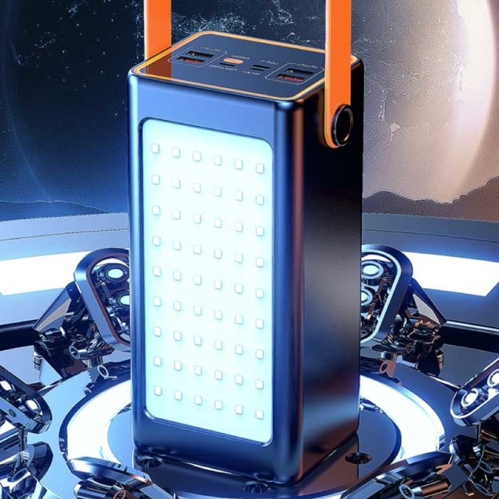 Stuff Certified® Power Bank da 100.000 mAh con 4 porte - Torcia integrata da 66 W - Caricabatteria esterno di emergenza nero