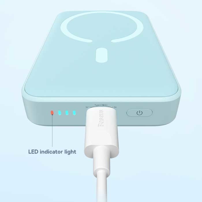 Baseus Mini power bank Qi magnetico da 10.000 mAh per telefoni cellulari - Caricabatterie PD da 20 W Batteria wireless nera