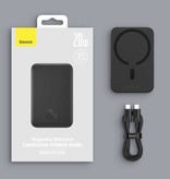 Baseus 10.000 mAh Mini Magnetic Qi Power Bank für Mobiltelefone - 20 W PD-Ladegerät Wireless Battery Pack Schwarz