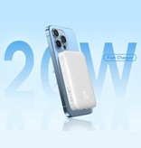 Baseus 10 000 mAh Mini magnetyczny power bank Qi do telefonów komórkowych - ładowarka PD 20 W Bezprzewodowa bateria Bateria biała