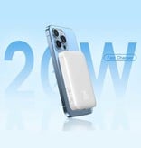 Baseus 10.000 mAh Mini Qi Power Bank magnetico per telefoni cellulari - Caricabatterie PD da 20 W Batteria wireless Batteria bianca