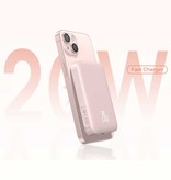 Baseus 10.000 mAh Mini Magnetic Qi Power Bank für Mobiltelefone - 20 W PD-Ladegerät Wireless Battery Battery Pink