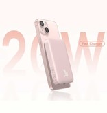 Baseus 10,000 mAh Mini Qi Power Bank magnético para teléfonos móviles - 20 W PD Cargador Batería inalámbrica Batería rosa