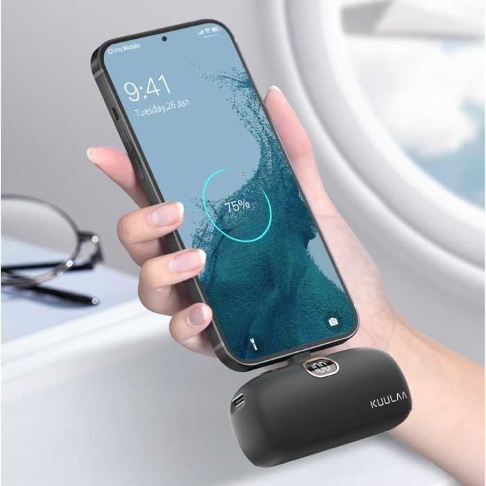 Kuulaa 5000mAh Mini Powerbank voor USB-C - QC / PD Externe Noodaccu Batterij Oplader Wit