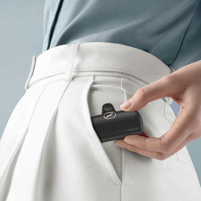 Kuulaa 5000mAh Mini Powerbank voor USB-C - QC / PD Externe Noodaccu Batterij Oplader Wit