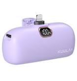 Kuulaa 5000mAh Mini Power Bank pour iPhone Lightning - Chargeur de batterie d'urgence externe QC / PD Violet