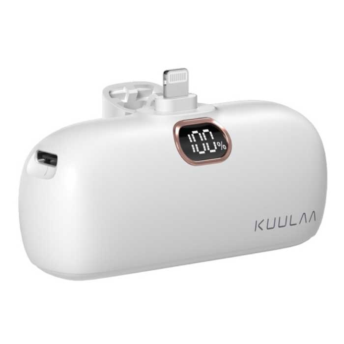 Kuulaa 5000mAh Mini Powerbank for iPhone Lightning - QC / PD External Emergency Battery Battery Charger White