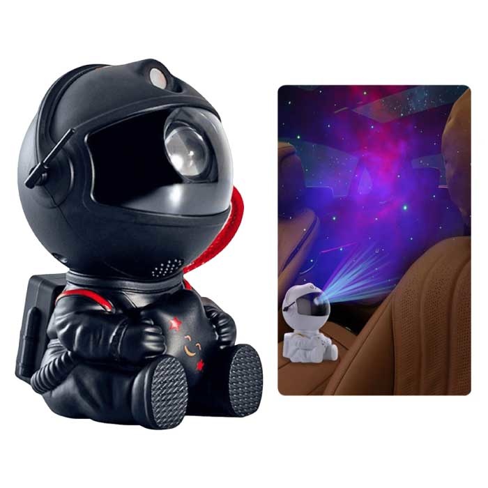 Astronauta z gwiazdą - Star Space Projector z pilotem - Lampa nastrojowa Starry Sky Czarna