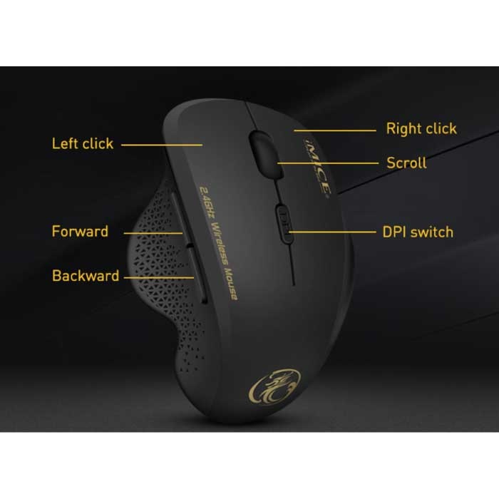 Mouse wireless - 2,4 GHz 1600 DPI ottico / ergonomico / mano destra