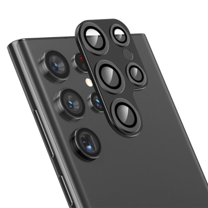 Samsung Galaxy S23 Ultra Kameraobjektivabdeckung aus Metall – Stoßfester Gehäuseschutz Schwarz