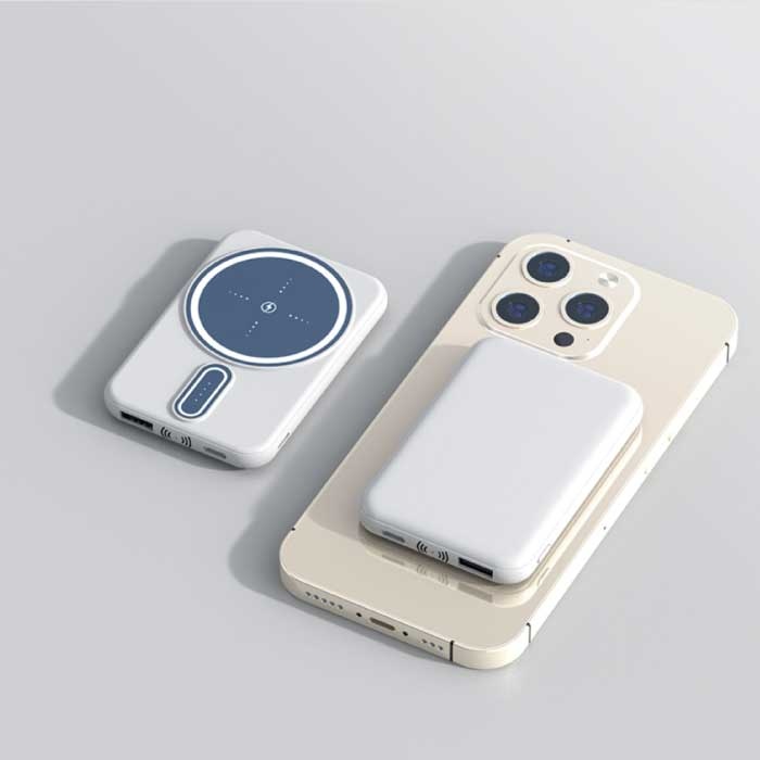 Tollcuudda 20.000mAh Mini Magnetische Qi Powerbank voor Mobiele Telefoons - Oplader Draadloze Batterij Wit