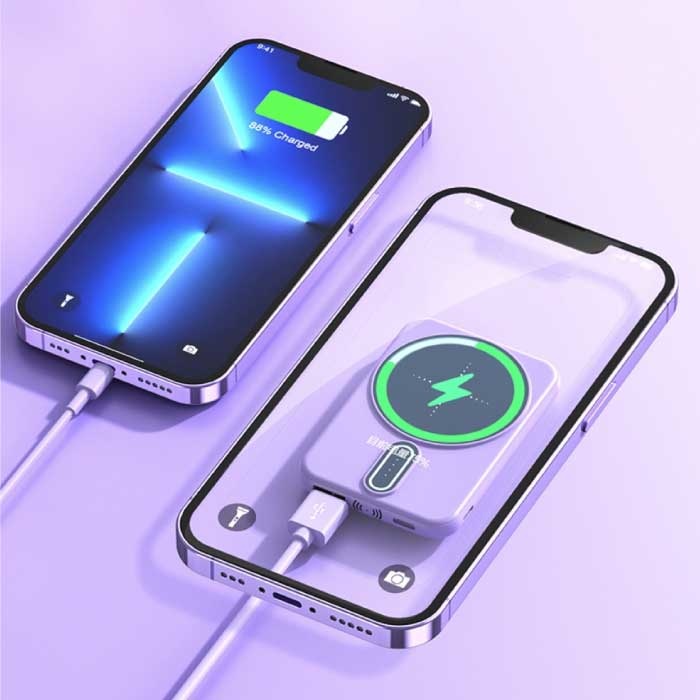 Tollcuudda 20.000mAh Mini Magnetische Qi Powerbank voor Mobiele Telefoons - Oplader Draadloze Batterij Zwart
