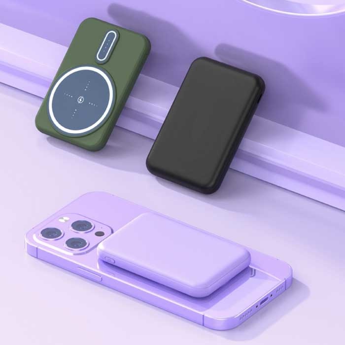 Tollcuudda 20 000 mAh Mini Banque de Puissance Magnétique Qi pour Téléphones Mobiles - Chargeur Batterie Sans Fil Noir