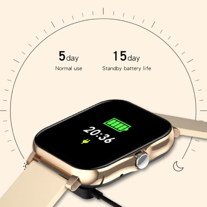 Stuff Certified® GT20 Smartwatch con Correa de Silicona - Reloj Sport Activity Tracker Dorado