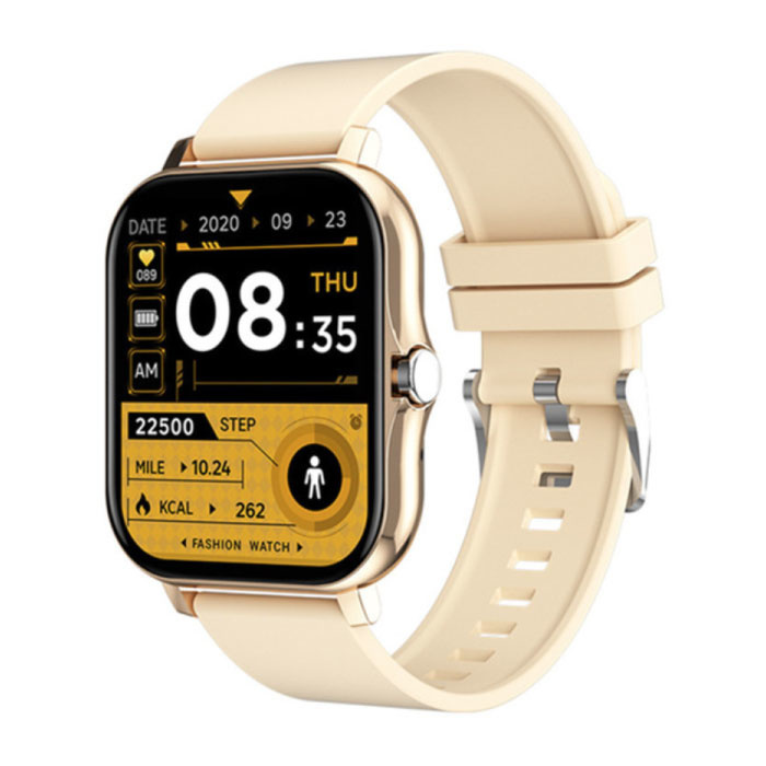 Stuff Certified® Smartwatch GT20 con cinturino in silicone - Orologio Sport Activity Tracker Oro