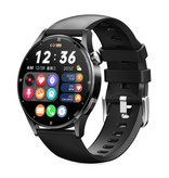 Lige Reloj inteligente con temperatura corporal, monitor de presión arterial y medidor de oxígeno - Fitness Sport Activity Tracker Watch iOS Android - Correa de silicona Negro