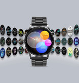 Lige Smartwatch mit Körpertemperatur, Blutdruckmessgerät und Sauerstoffmessgerät – Fitness-Sport-Aktivitäts-Tracker-Uhr iOS Android – Metallarmband Schwarz