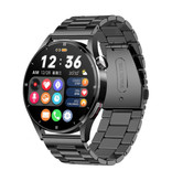 Lige Smartwatch z monitorem temperatury ciała, ciśnieniomierzem i tlenomierzem - Monitor aktywności sportowej Fitness Zegarek iOS Android - Metalowy pasek Czarny