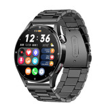 Lige Smartwatch z monitorem temperatury ciała, ciśnieniomierzem i tlenomierzem - Monitor aktywności sportowej Fitness Zegarek iOS Android - Metalowy pasek Czarny