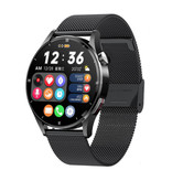 Lige Montre Connectée avec Température Corporelle, Tensiomètre et Oxymètre - Fitness Sport Activity Tracker Montre iOS Android - Bracelet Mesh Noir