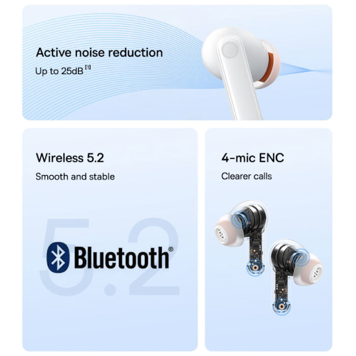 Baseus Écouteurs sans fil Bowie M1 - Écouteurs à commande tactile ANC TWS Bluetooth 5.0 Noir