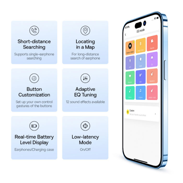 Baseus Écouteurs sans fil Bowie M1 - Écouteurs à commande tactile ANC TWS Bluetooth 5.0 Blanc