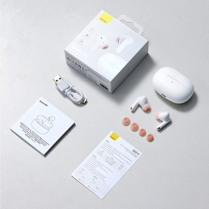 Baseus Bowie M1 Draadloze Oortjes - ANC Touch Control Oordopjes TWS Bluetooth 5.0 Wit