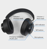 Bluedio Auriculares inalámbricos BT5 - Auriculares inalámbricos Bluetooth 5.0 Auriculares estéreo de estudio Negro